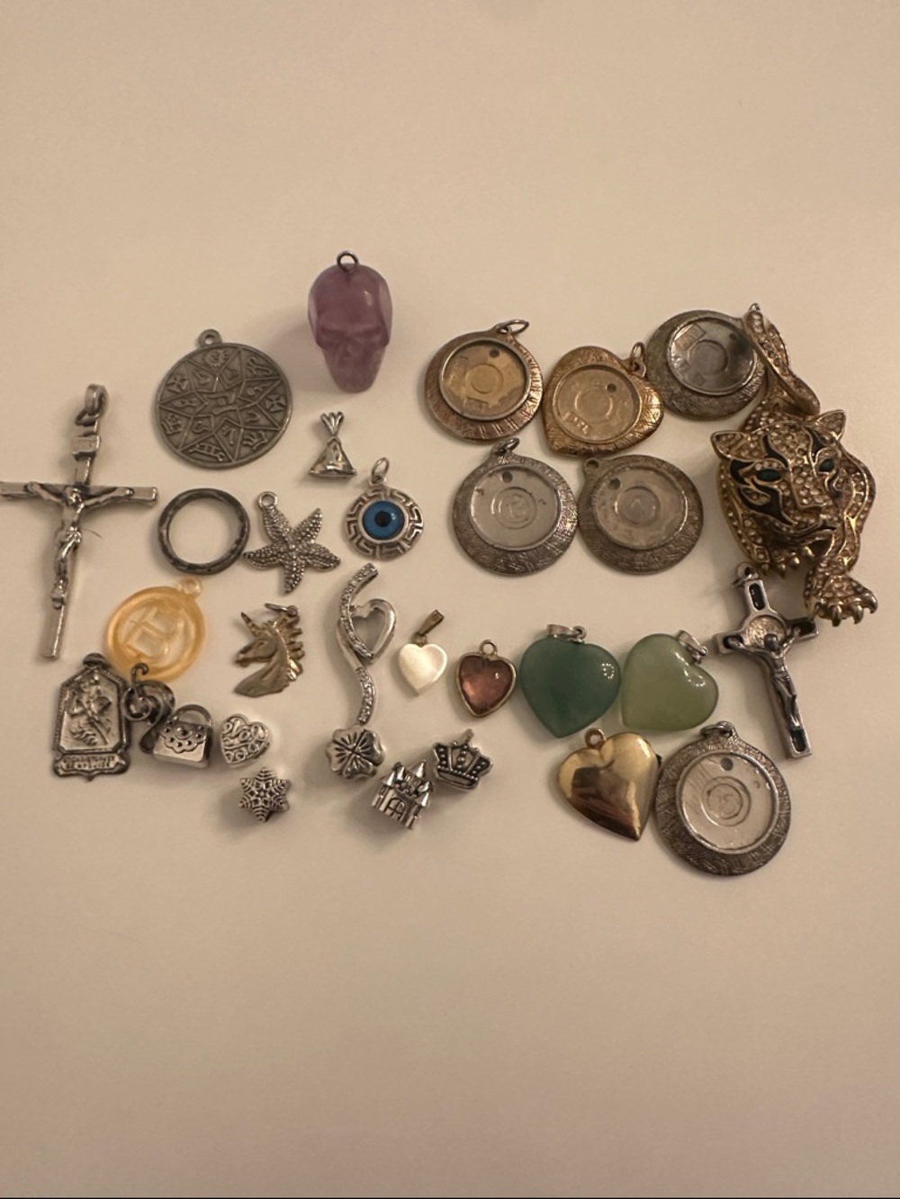Mixed vintage to new Charm Pendant Lot sterling silver 925